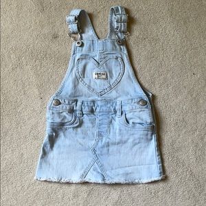 Toddler Girls Overall Skirt with Heart Pocket